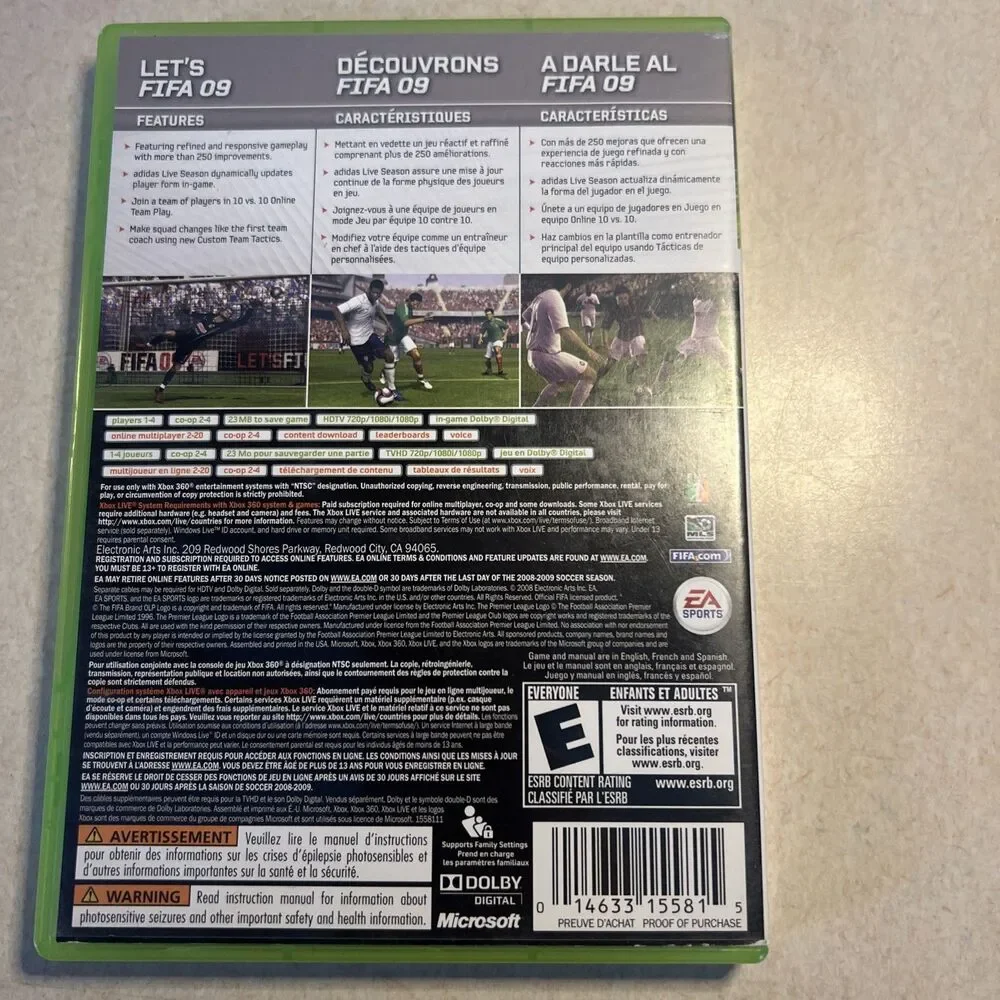 FIFA 09 Soccer 2009 - Microsoft‎ Xbox 360 - Complete Game & Case
